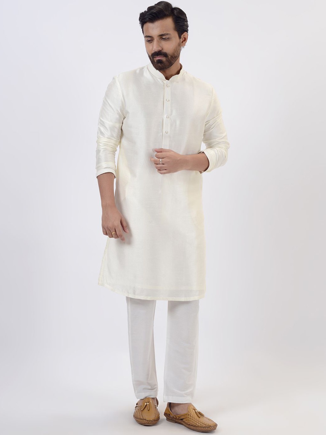 

azania Straight Kurta with Pyjamas, Cream
