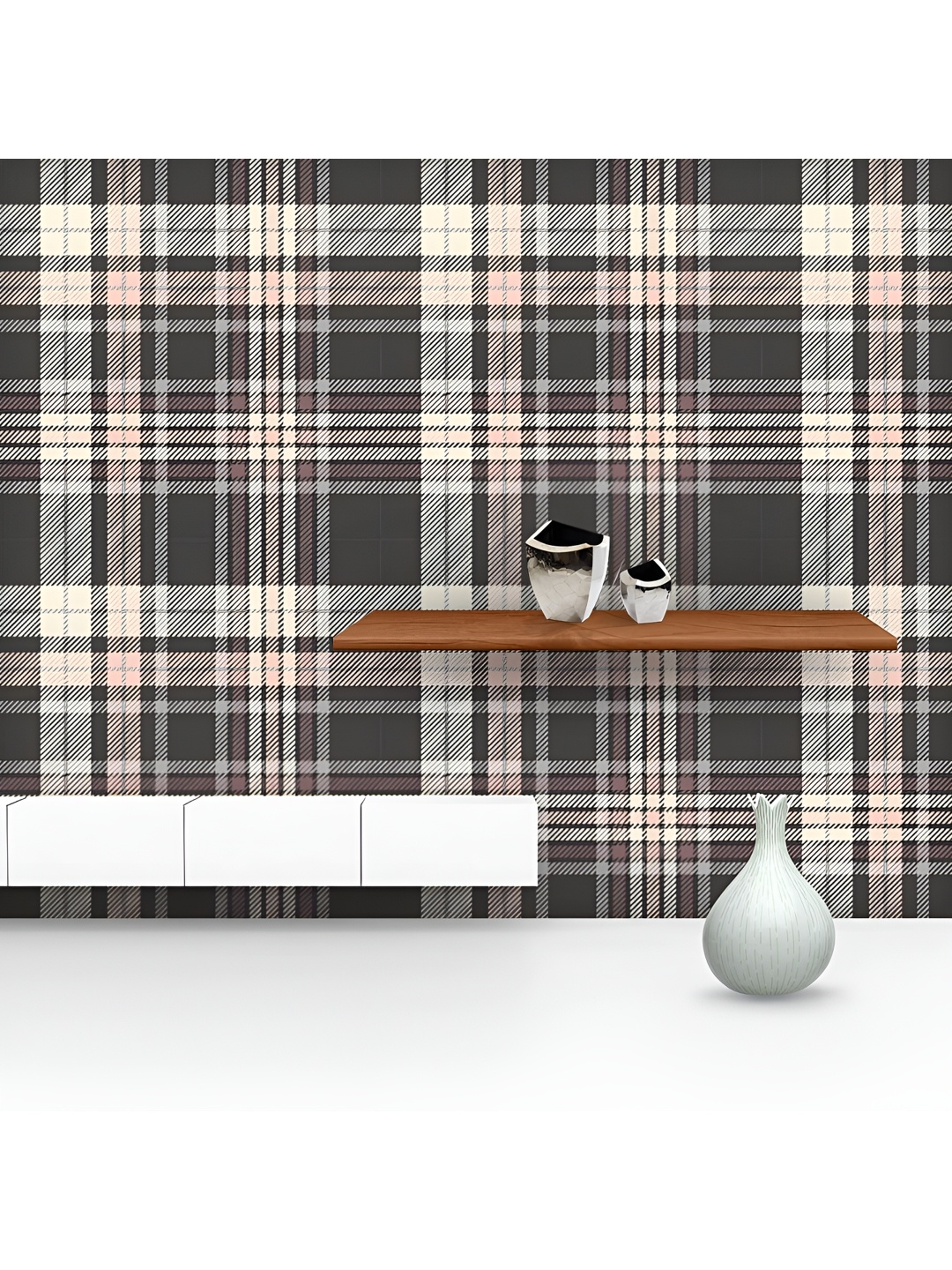 

ArtzFolio Printed UV-Resistant Anti-Bacterial Plaid Check Patten Peel & Stick Wallpaper, Multi