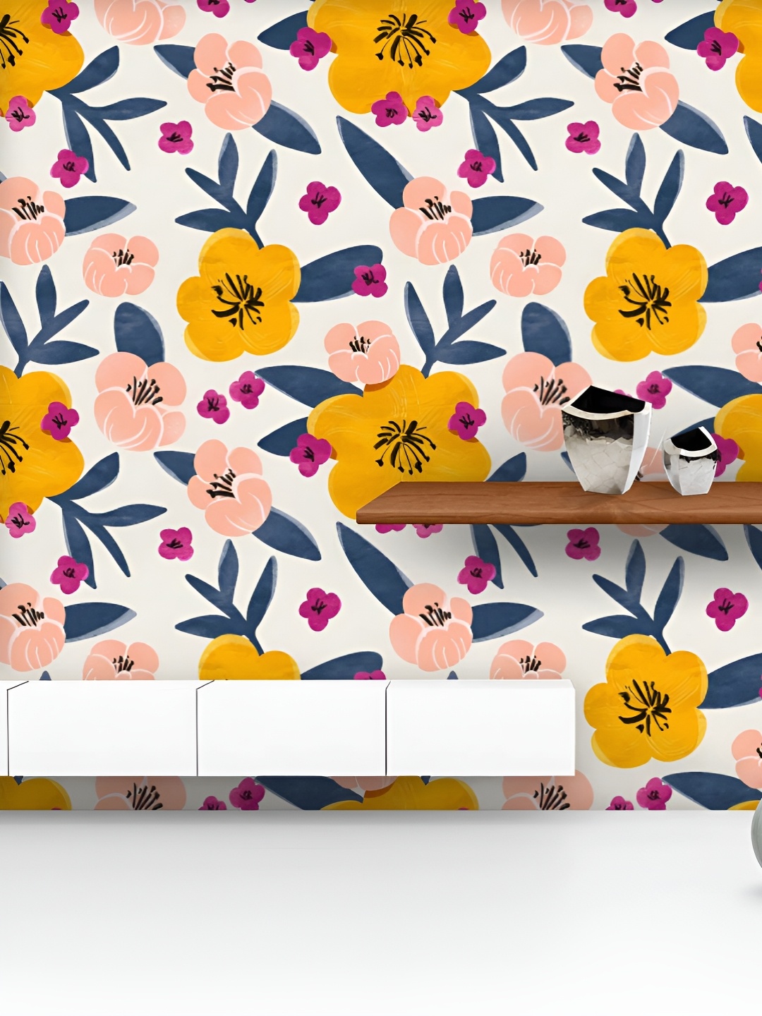 

ArtzFolio Printed UV-Resistant Anti-Bacterial Colorful Floral Pattern Peel & Stick Wallpaper, Multi