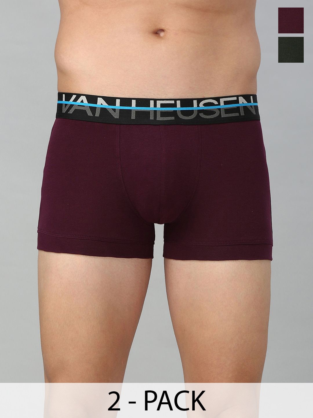 

Van Heusen Pack of 2 Men Super Combed Cotton Trunks, Olive