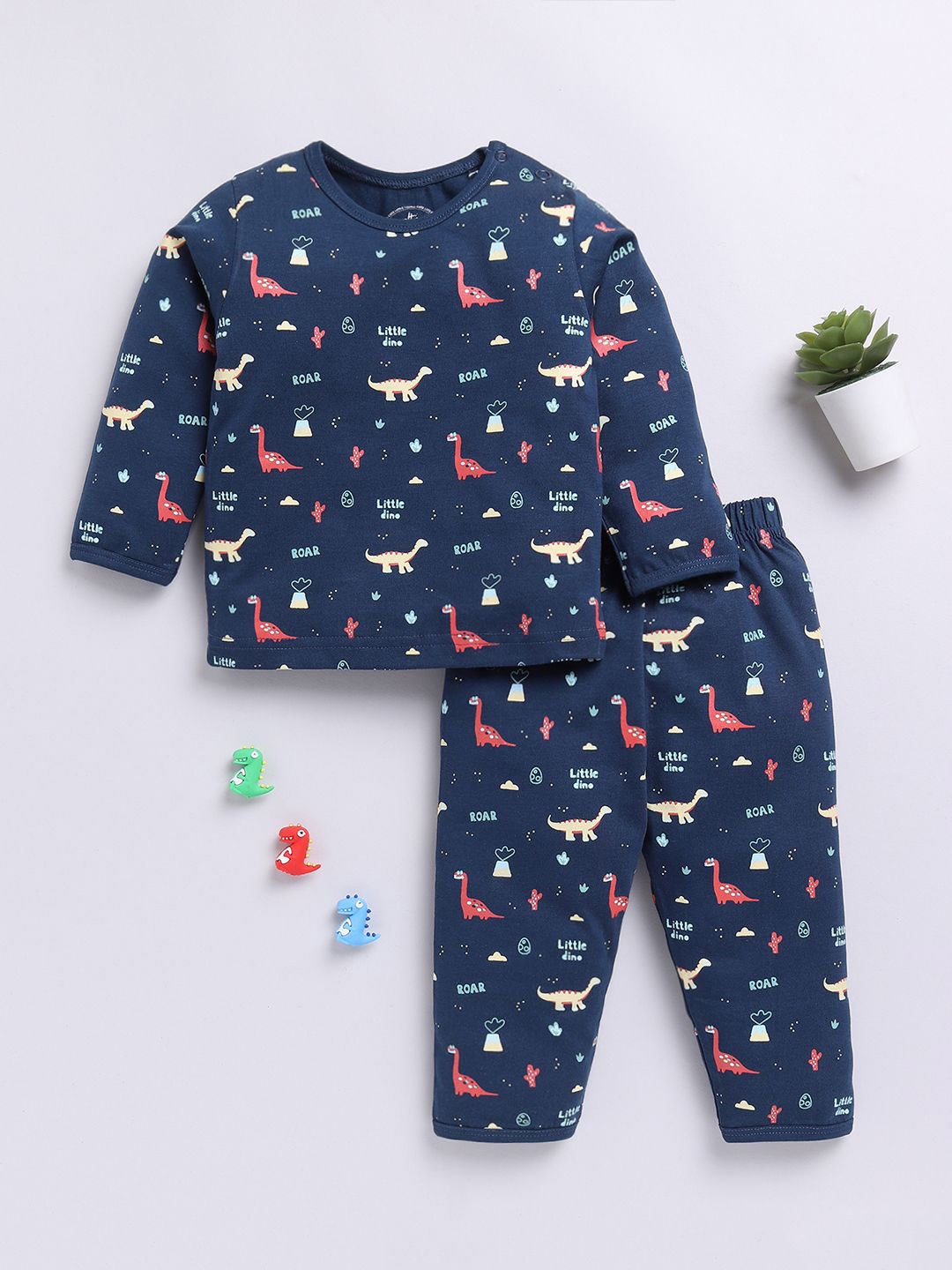 

Clt.s Unisex Kids Conversational Printed Pure Cotton Long Sleeves Night suit, Blue