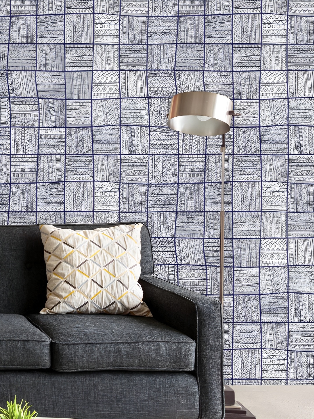 

ArtzFolio White & Blue Printed UV Resistant Wallpaper