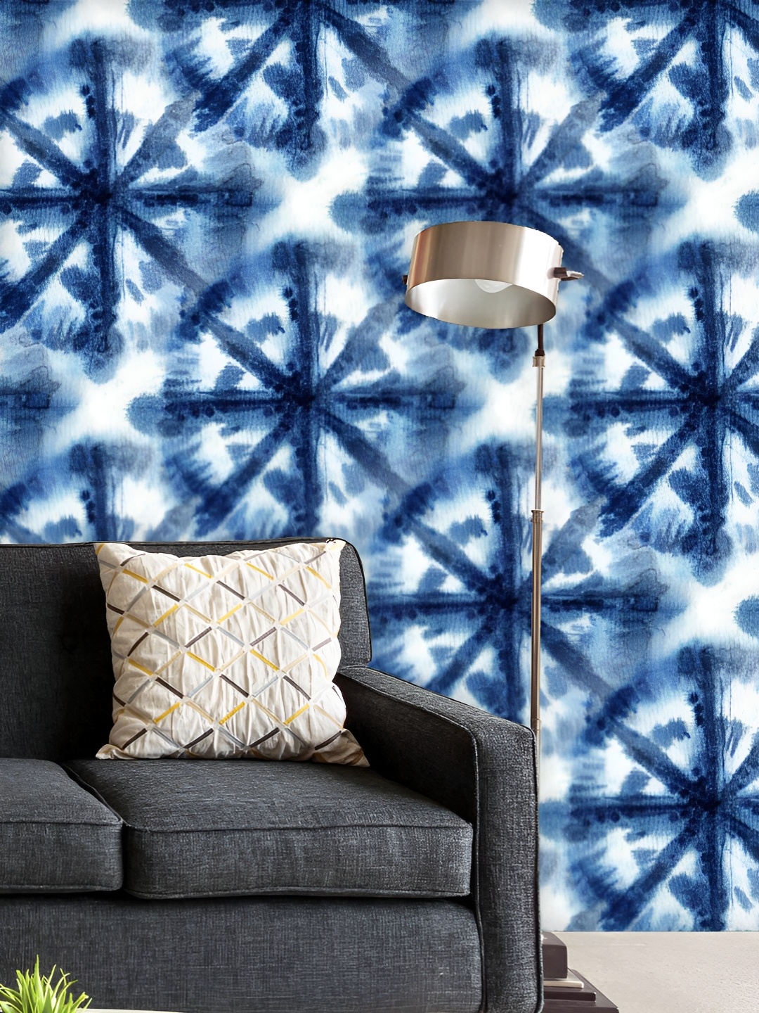 

ArtzFolio Printed UV-Resistant Anti-Bacterial Shibori Ikat Batik Art Peel & Stick Wallpaper, Multi