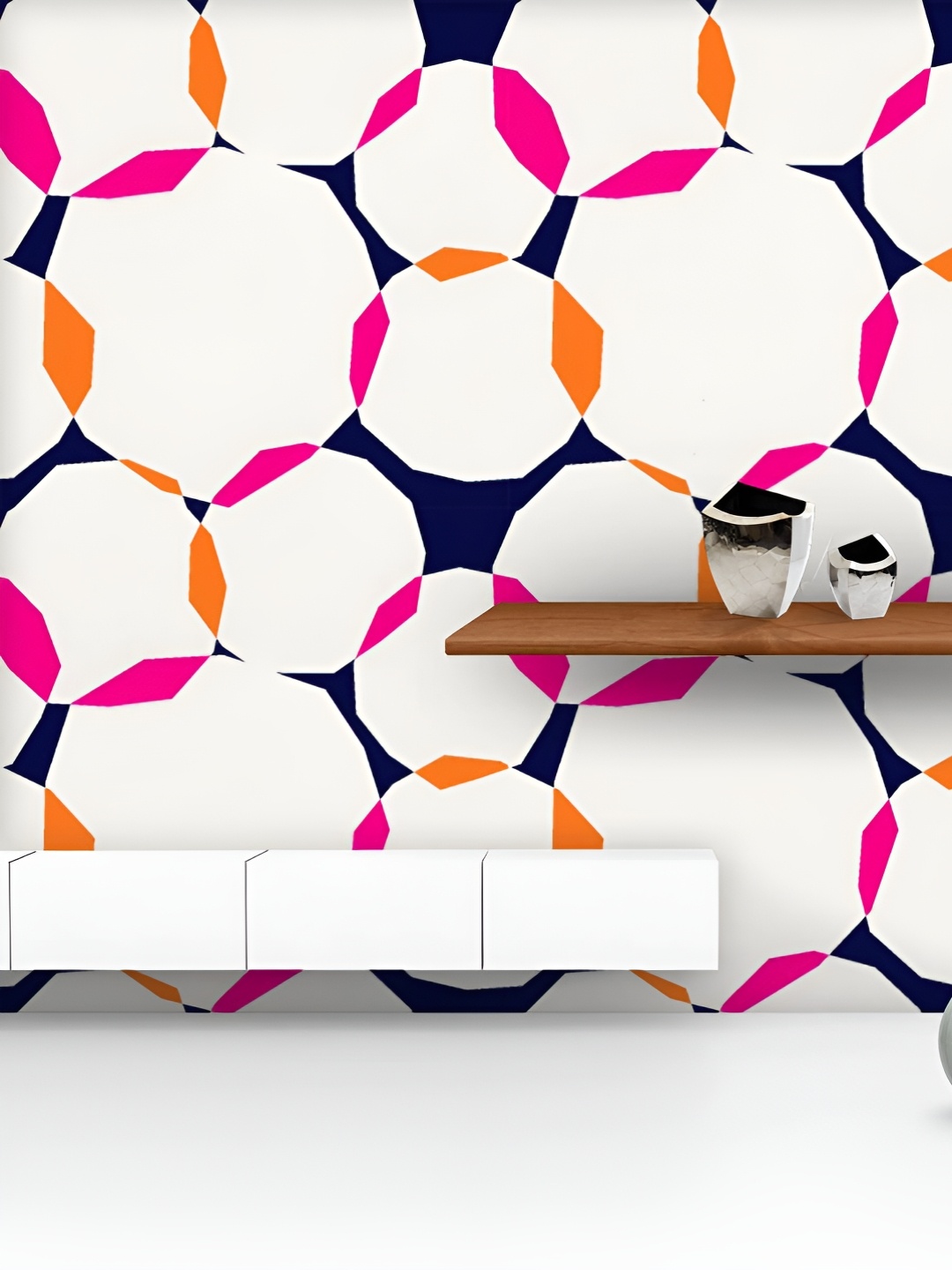 

ArtzFolio Printed UV-Resistant Anti-Bacterial Abstract Geometric Shapes Peel & Stick Wallpaper, Multi