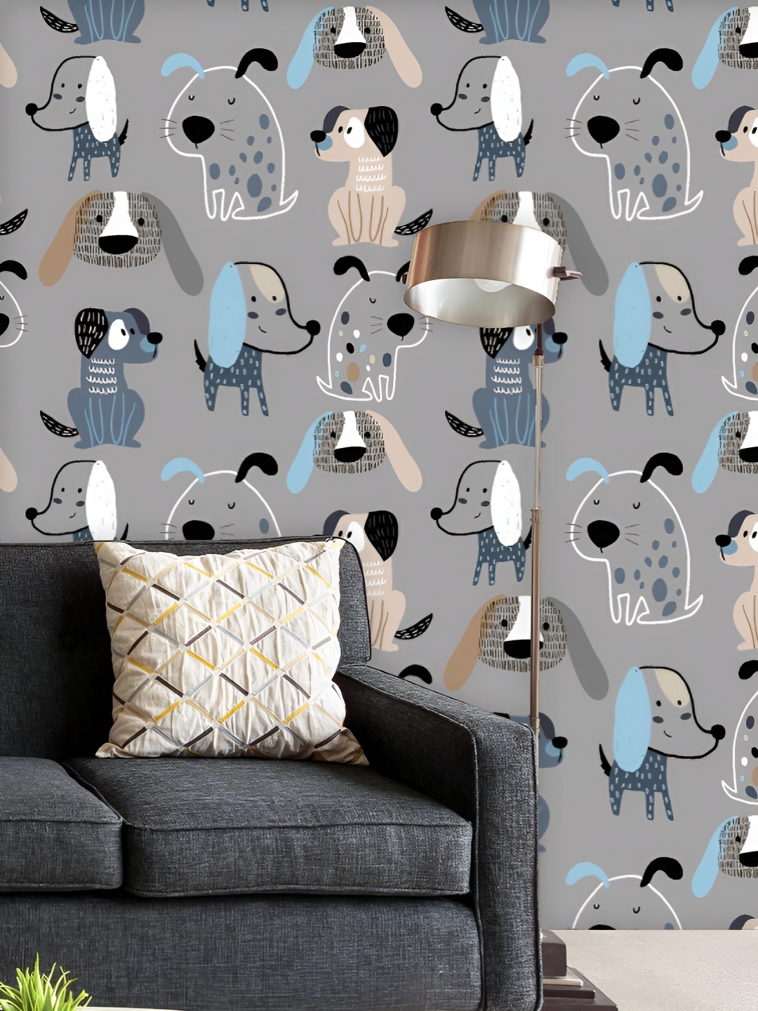 

ArtzFolio Printed UV-Resistant Anti-Bacterial Funny Creative Dogs Peel & Stick Wallpaper, Multi