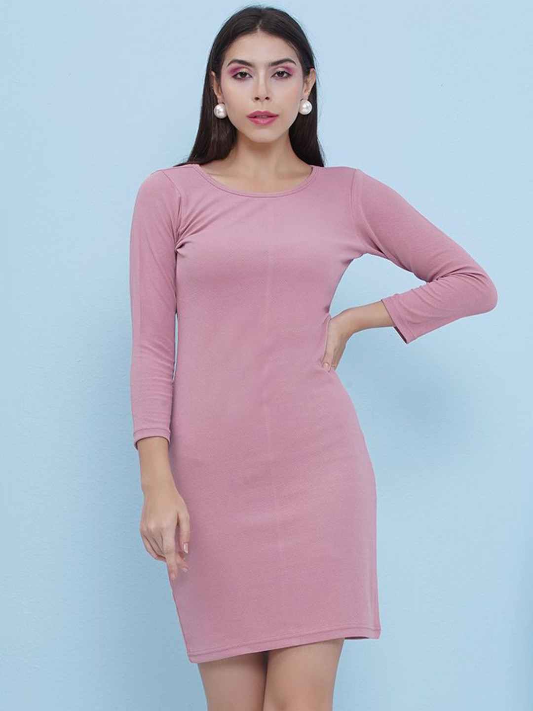 

PUELLA Women Round Neck Bodycon Dress, Pink