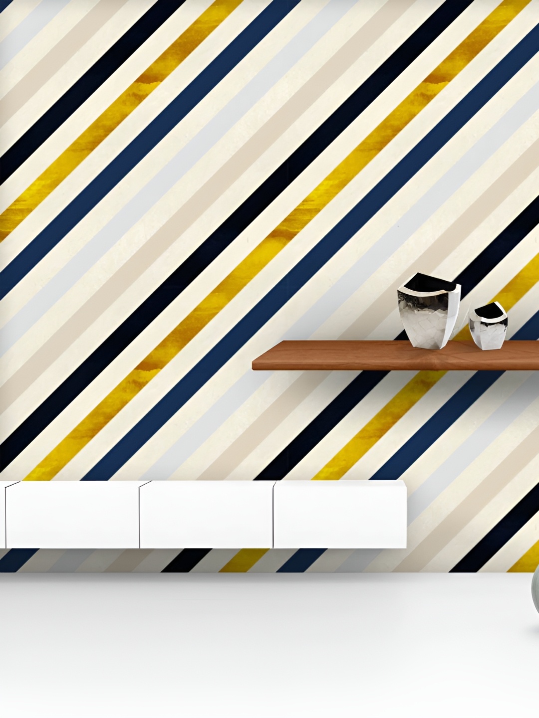 

ArtzFolio Printed UV-Resistant Anti-Bacterial Diagonal Lines Pattern Peel & Stick Wallpaper, Multi