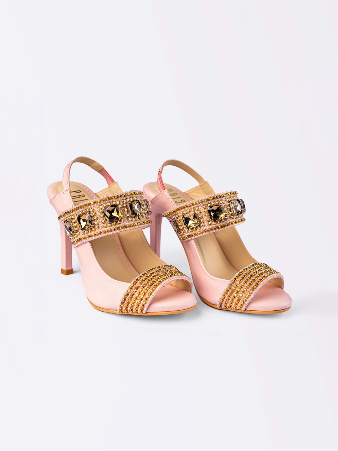 

House of Prisca Women Embellished Party Slim Peep Toes, Pink