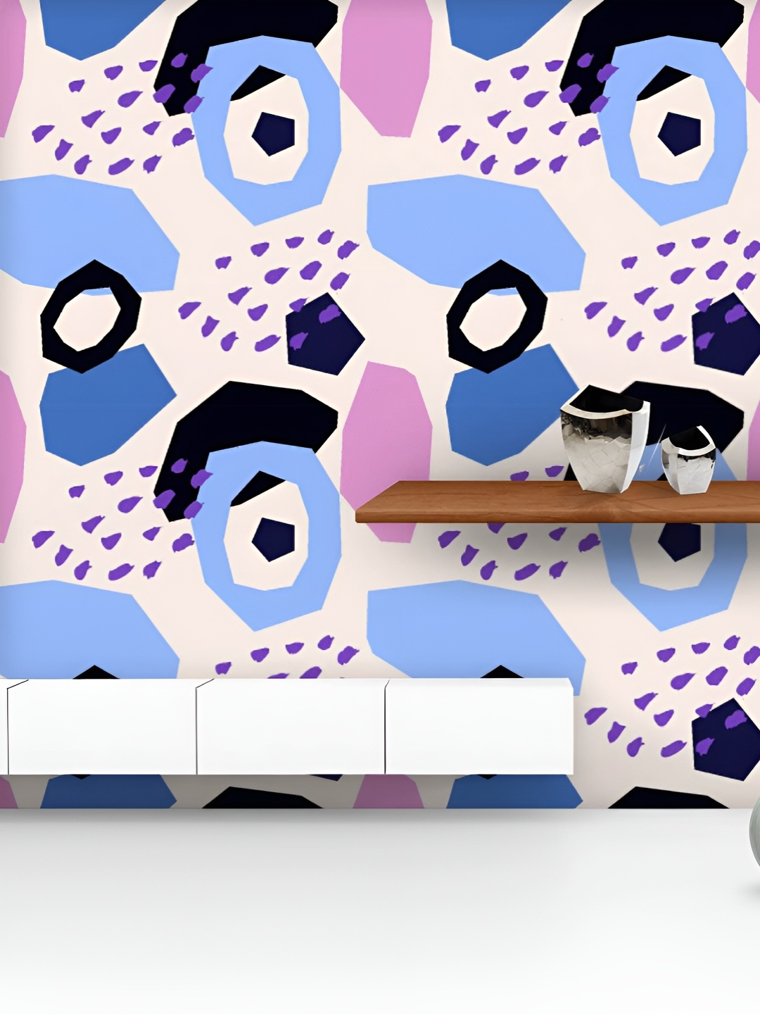 

ArtzFolio White & Blue Printed UV Resistant Wallpaper