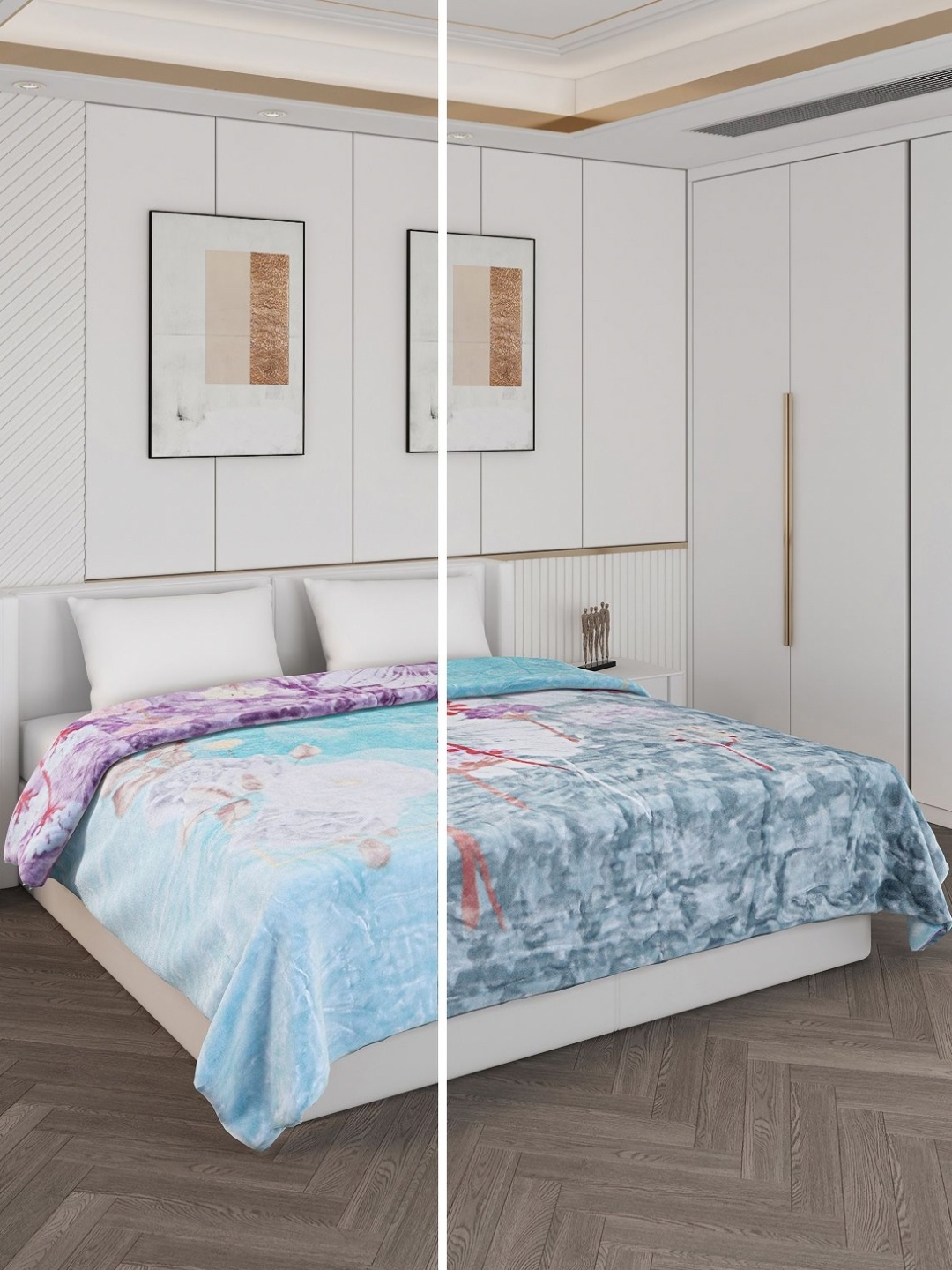 

Monte Carlo Blue & Pink 550 GSM Abstract Heavy Winter Double Bed Blanket