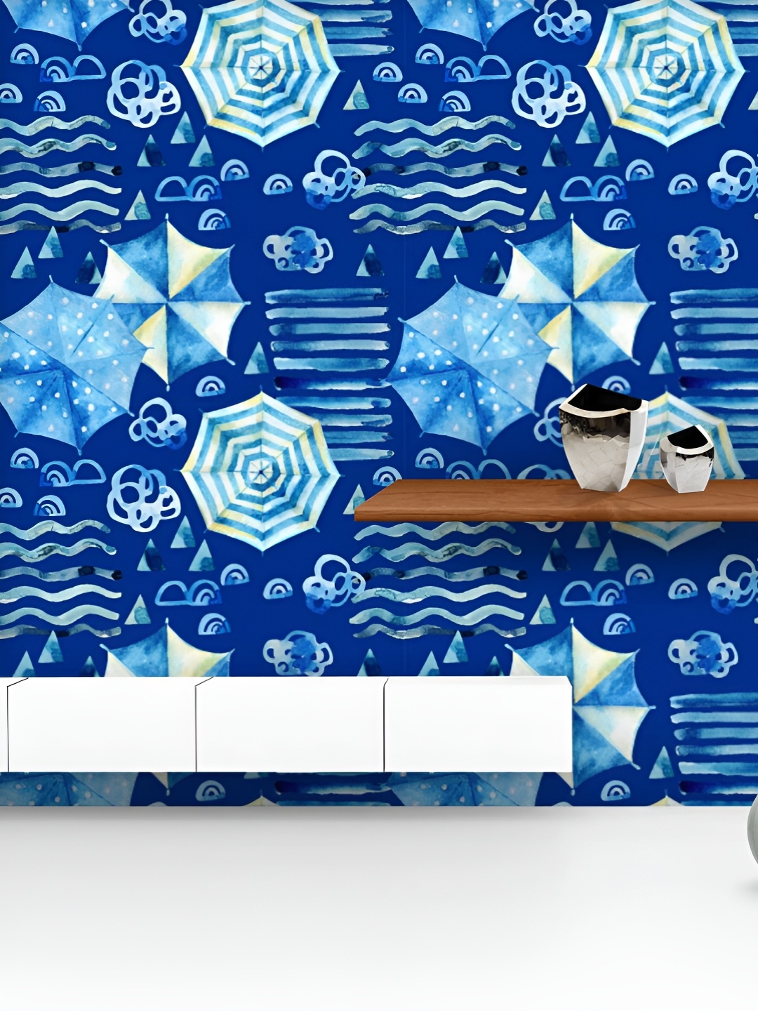 

ArtzFolio Printed UV-Resistant Anti-Bacterial Blue Summer Beach Peel & Stick Wallpaper, Multi