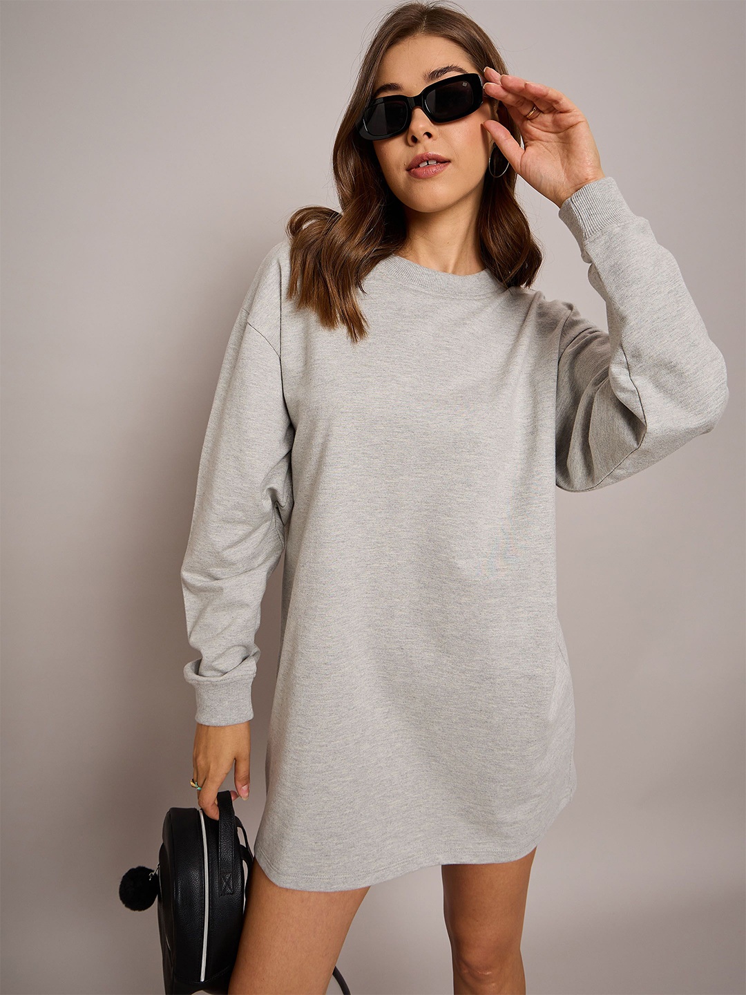 

SASSAFRAS BASICS Women Midi Jumper Dress, Grey