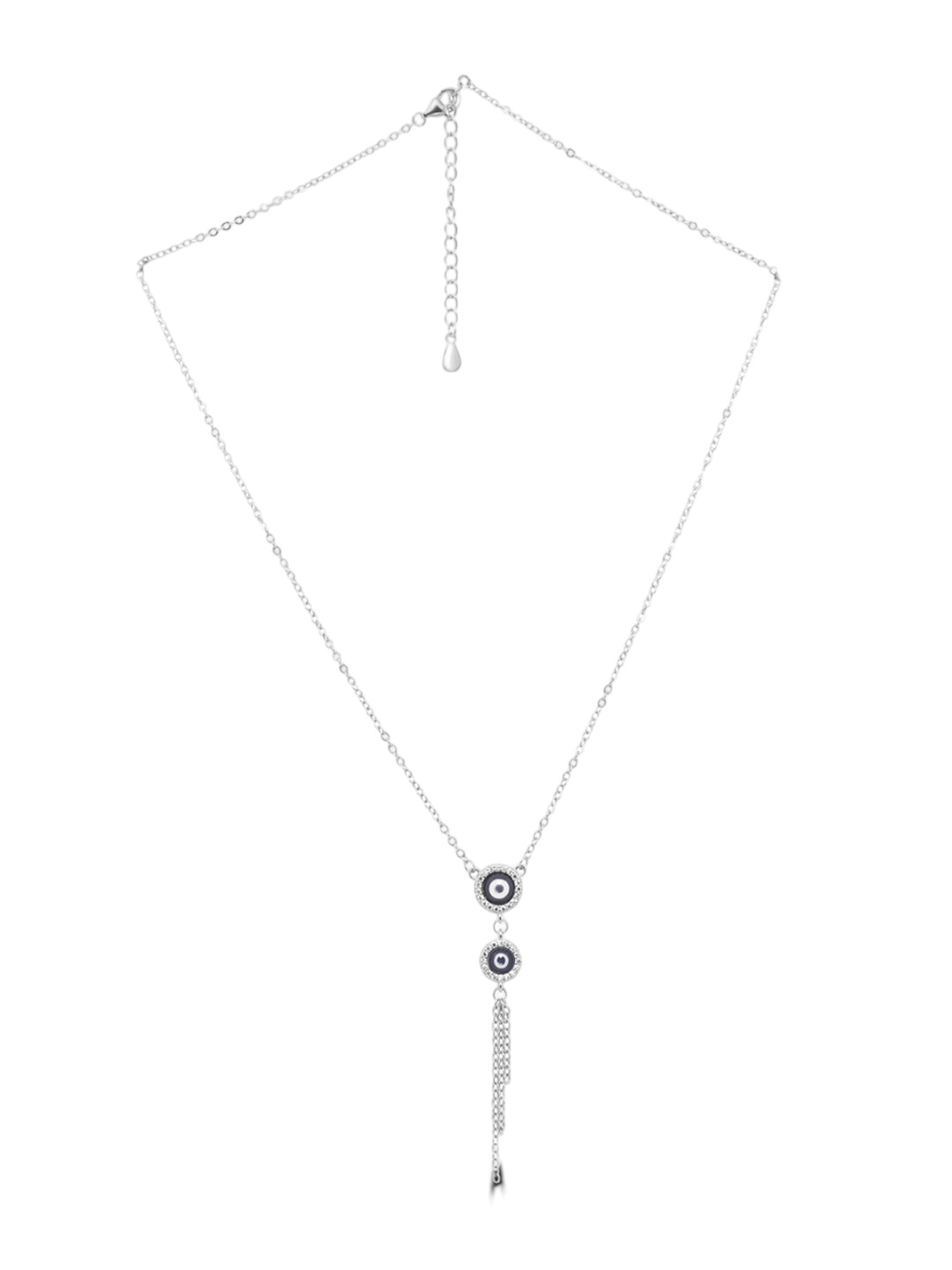 

925 SILLER 925 Pure Silver Zircon Studded Evil Eye Protection Charm Pendant