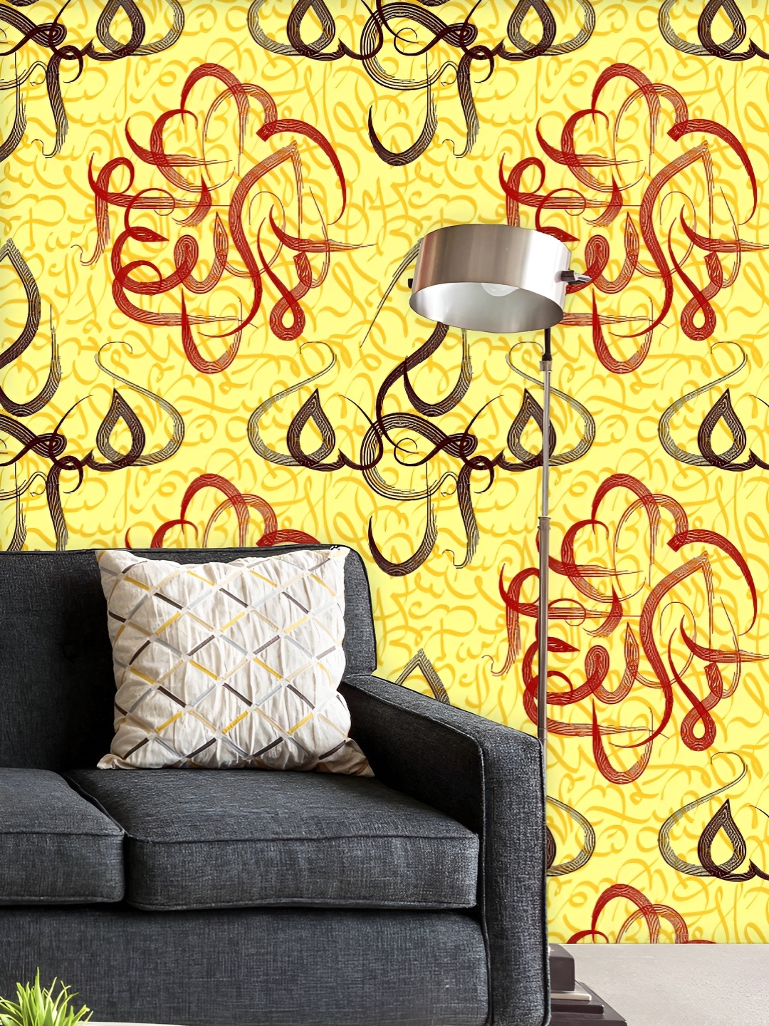 

ArtzFolio Printed UV-Resistant Anti-Bacterial Arabic Eid Mubarak Pattern Peel & Stick Wallpaper, Multi