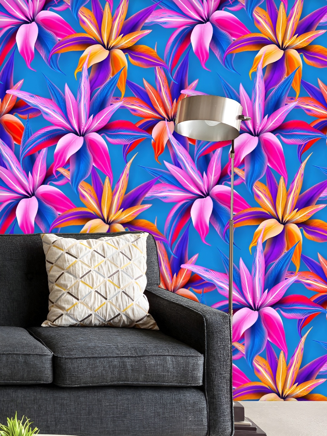 

ArtzFolio Printed UV-Resistant Anti-Bacterial Tropical Flowers Pattern Peel & Stick Wallpaper, Multi