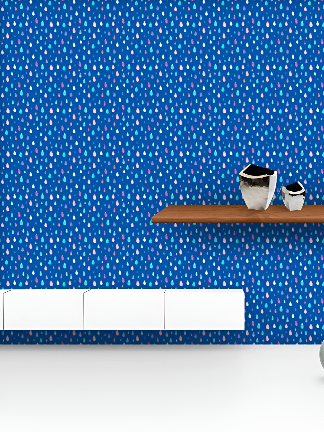 

ArtzFolio Printed UV-Resistant Anti-Bacterial Hand Painted Watercolor Raindrops Peel & Stick Wallpaper, Multi