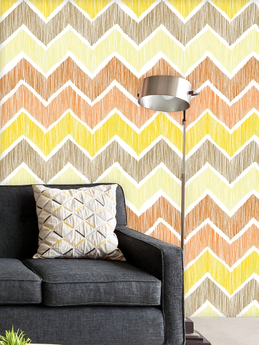 

ArtzFolio Printed UV-Resistant Anti-Bacterial Chevron Zig Zag Peel & Stick Wallpaper, Multi