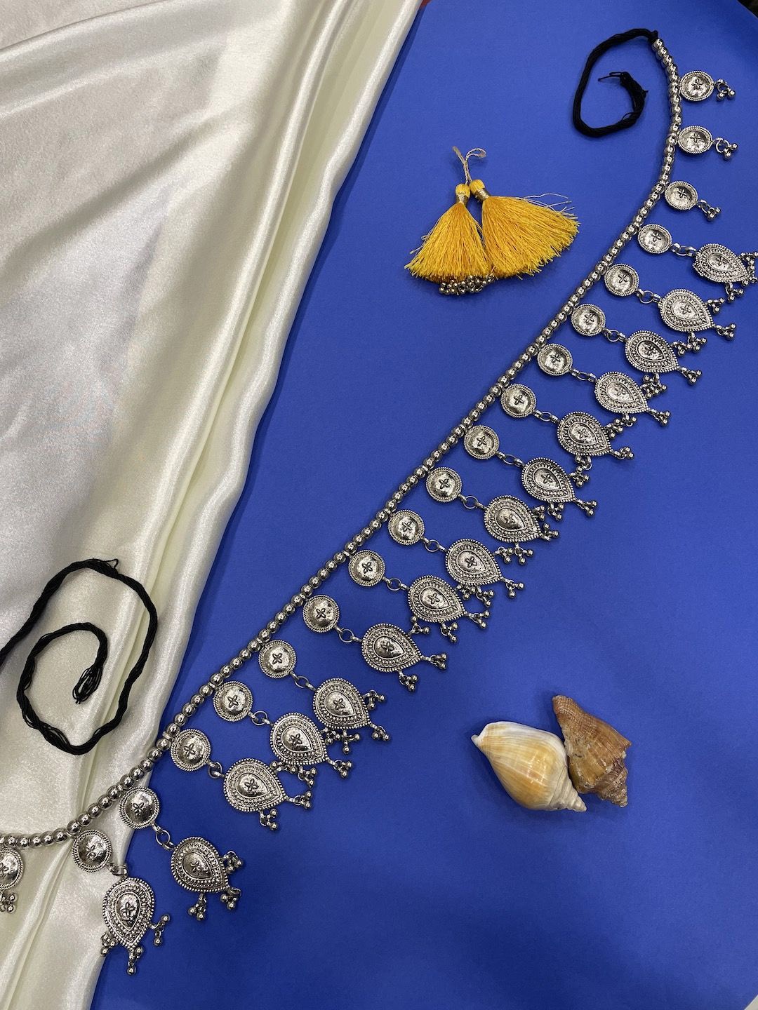 

Digital Dress Room Kamarbandh Ghungroo Drop Design Waist Chain Saree Accessories, Silver