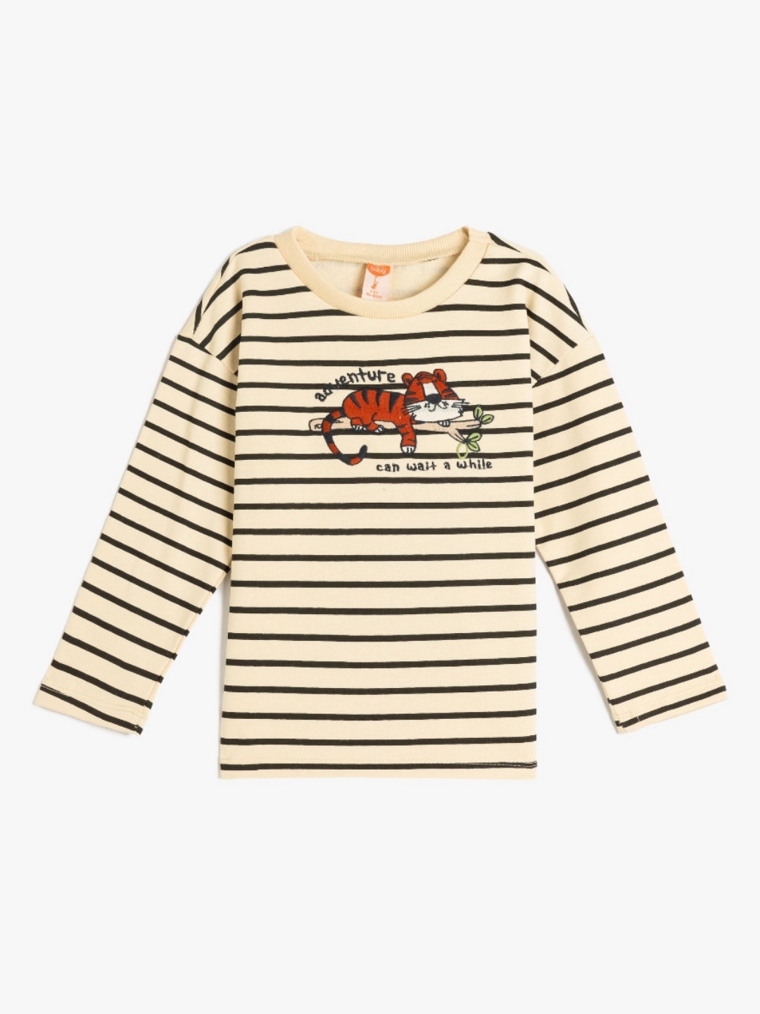 

Koton Boys Striped Round Neck Cotton T-shirt, Beige