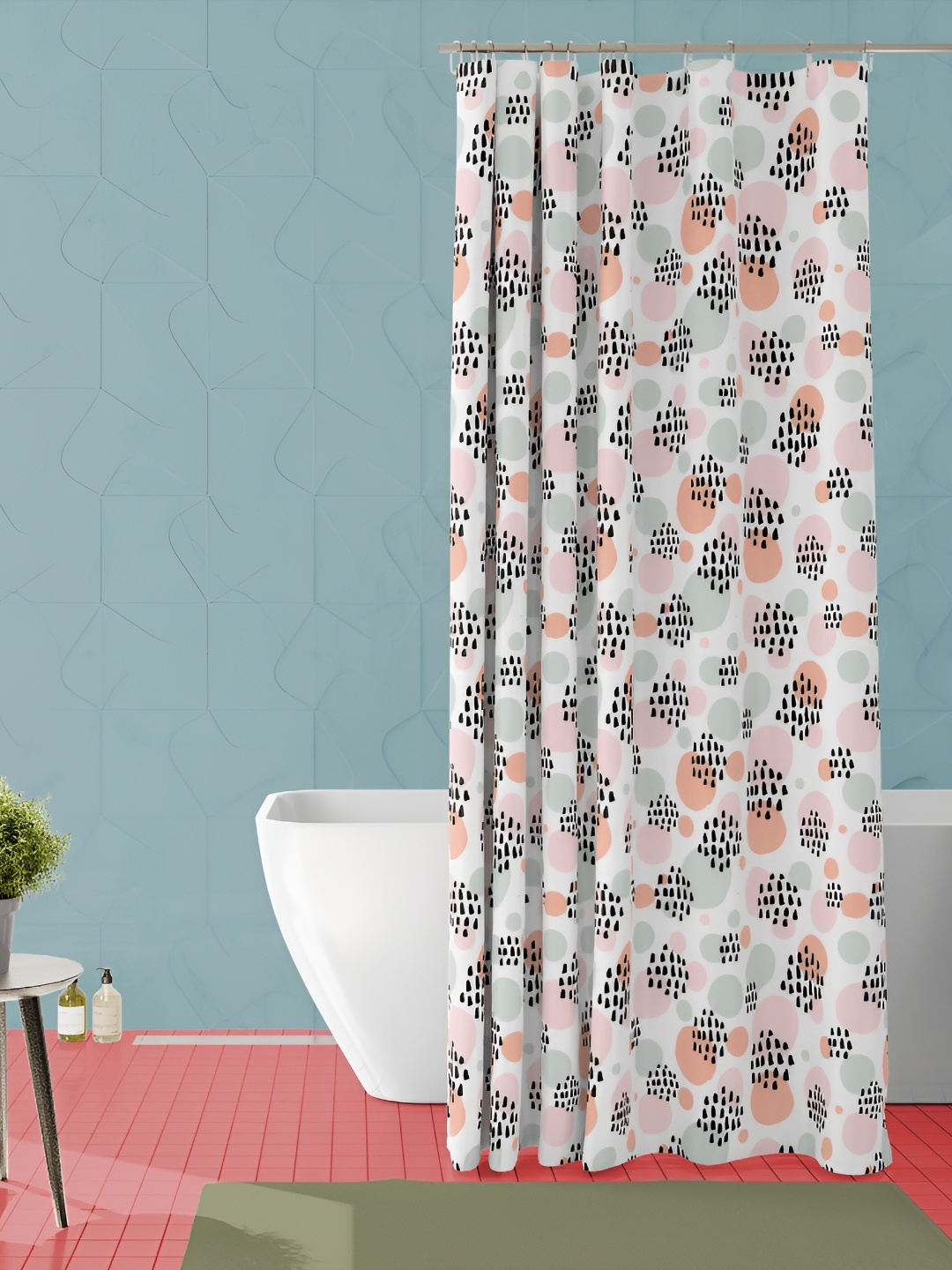 

ArtzFolio White & Pink Printed Waterproof Shower Curtain