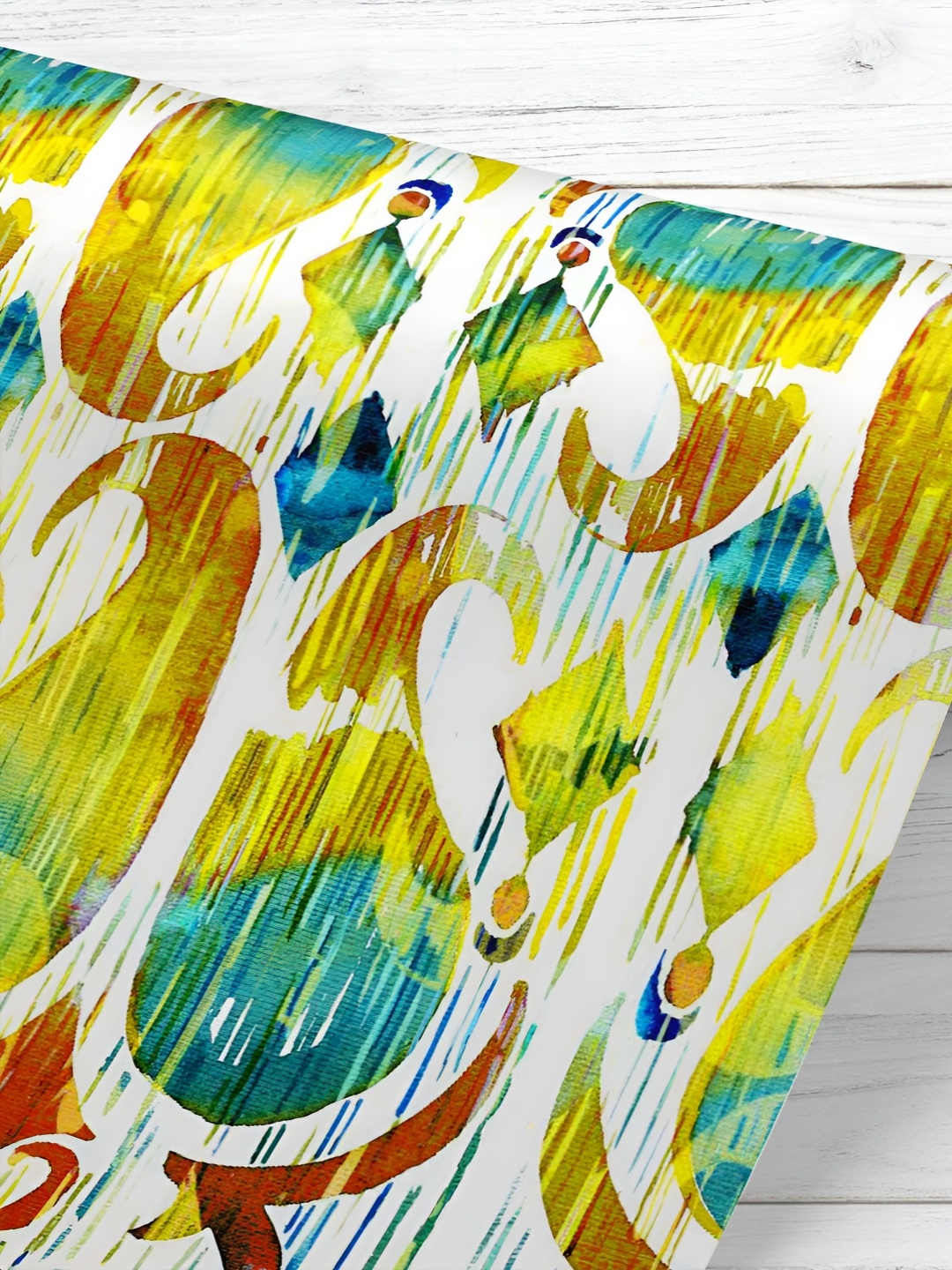 

ArtzFolio Blue & Yellow Abstract Printed UV Resistant Wallpaper