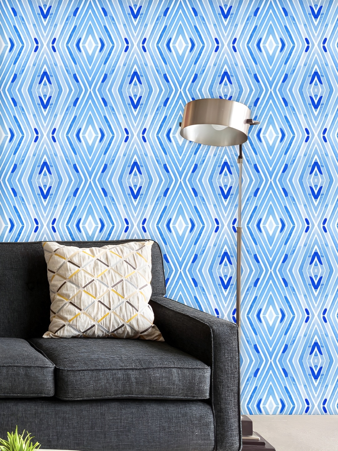 

ArtzFolio Printed UV-Resistant Anti-Bacterial Blue Watercolor Stripes Peel & Stick Wallpaper, Multi