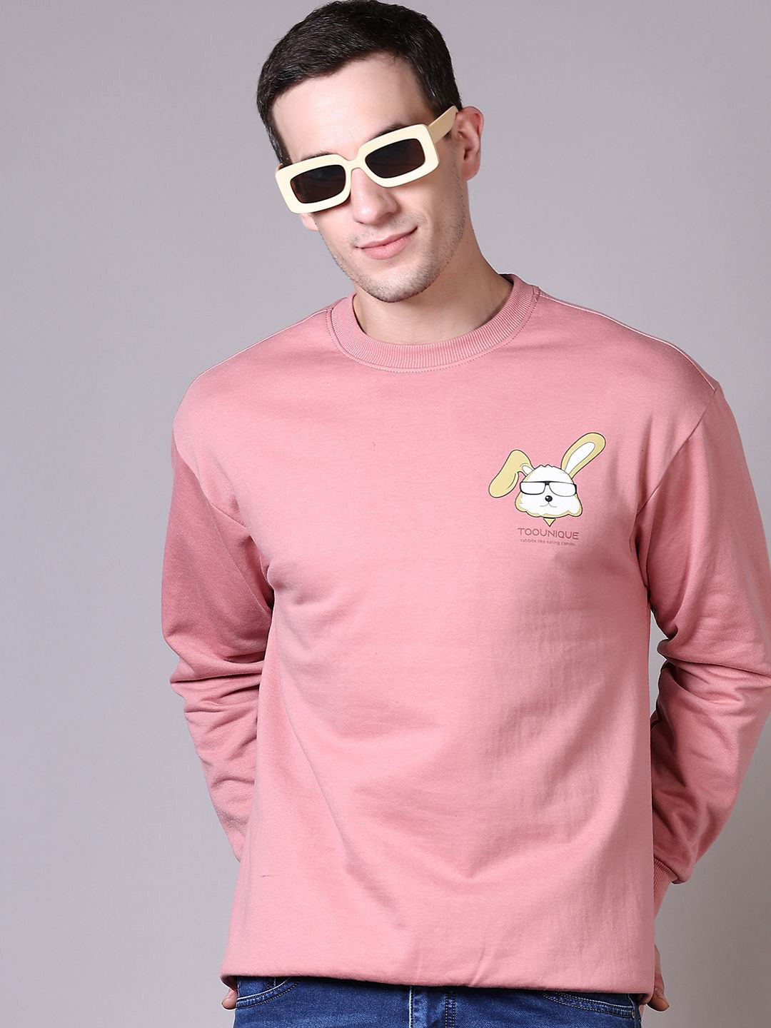 

V-Mart Men Round Neck Printed Sweatshirt, Pink
