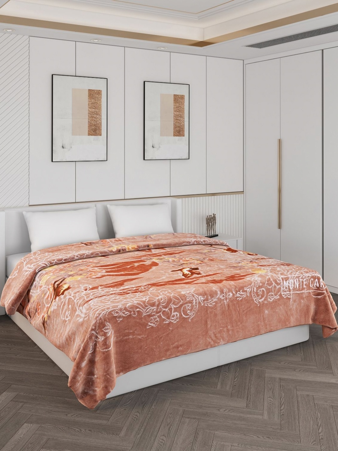 

Monte Carlo Brown 850 GSM Floral Heavy Winter Double Bed Blanket