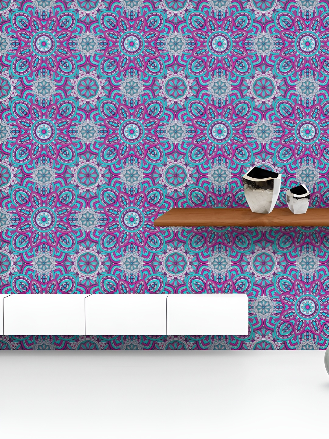 

ArtzFolio Printed UV-Resistant Anti-Bacterial Indian Boho Mandala Peel & Stick Wallpaper, Multi