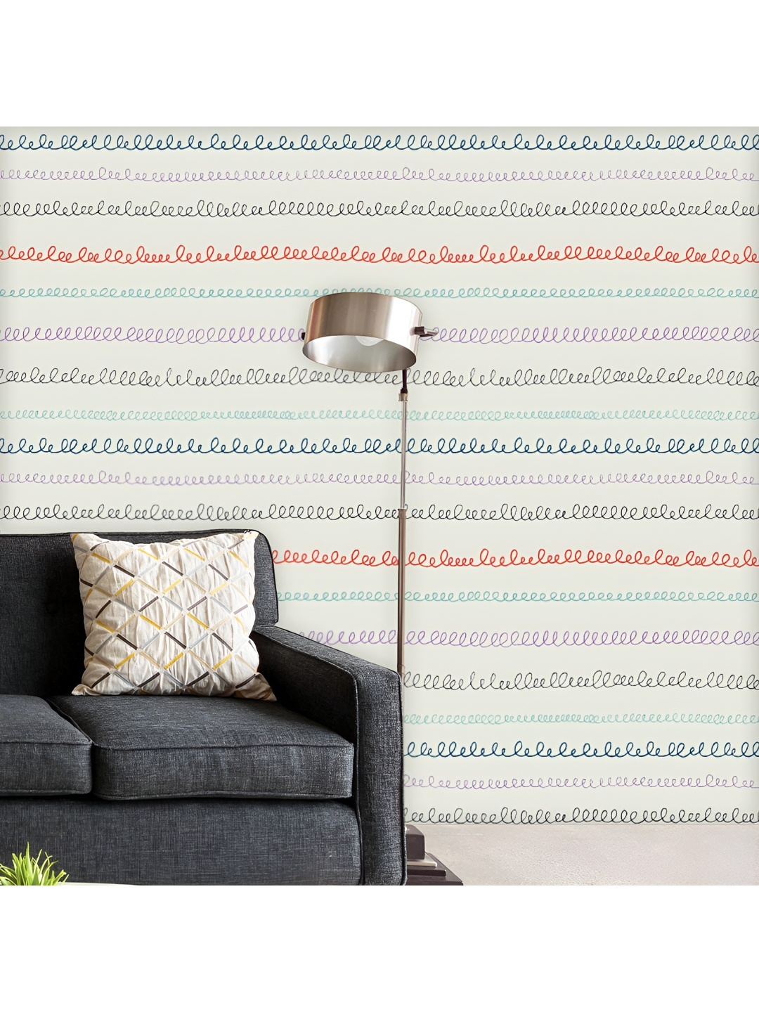 

ArtzFolio Printed UV-Resistant Anti-Bacterial Hand-Drawn Stripes Peel & Stick Wallpaper, Multi