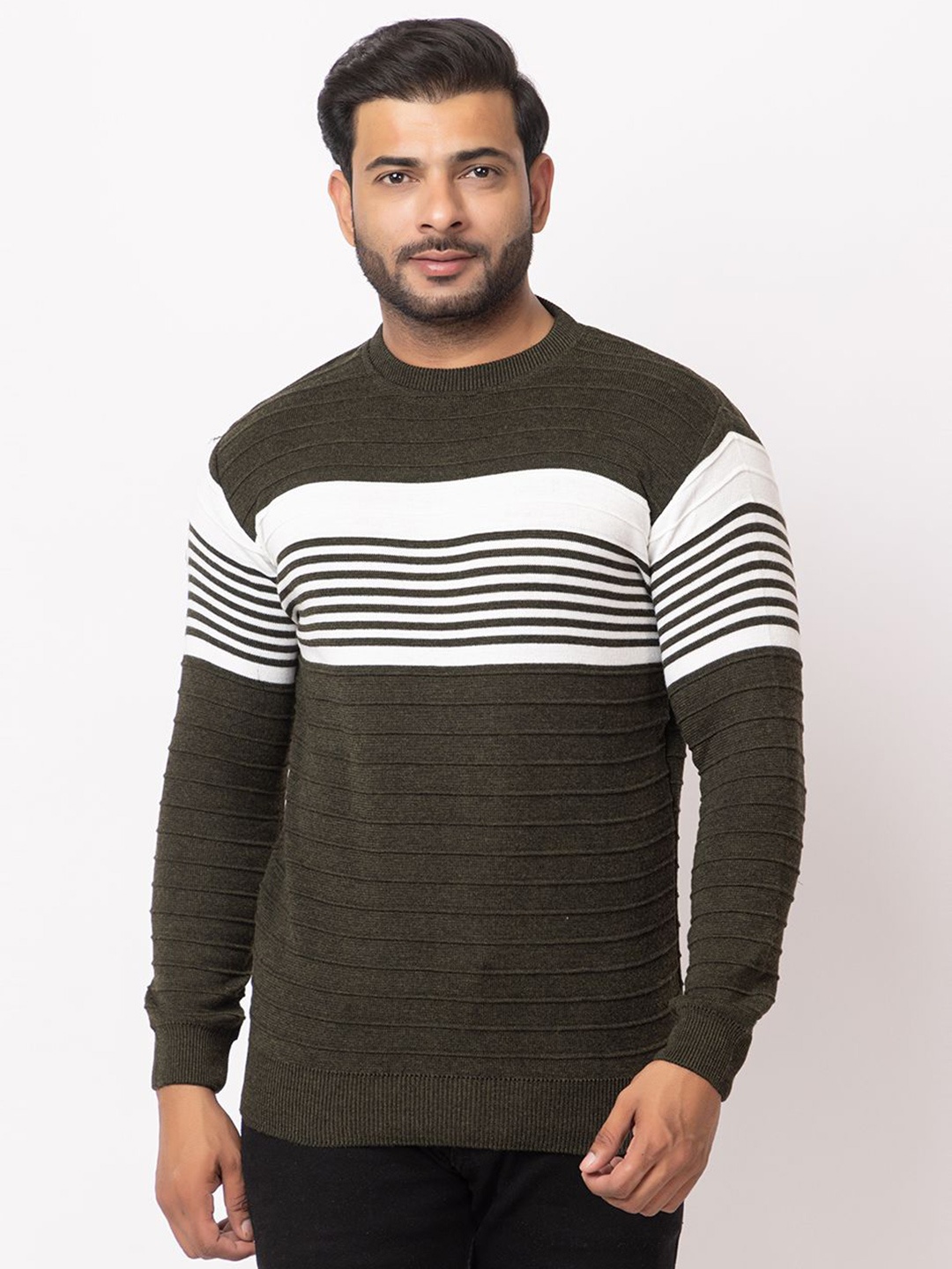 

LO G LO Men Striped Pullover, Olive