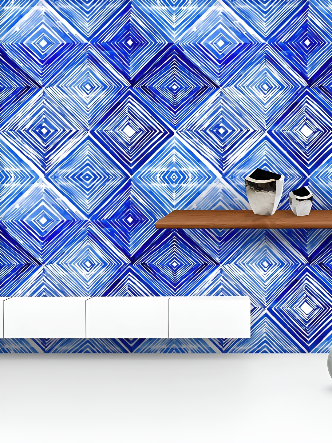 

ArtzFolio Printed UV-Resistant Anti-Bacterial Rhombus Watercolor Peel & Stick Wallpaper, Multi