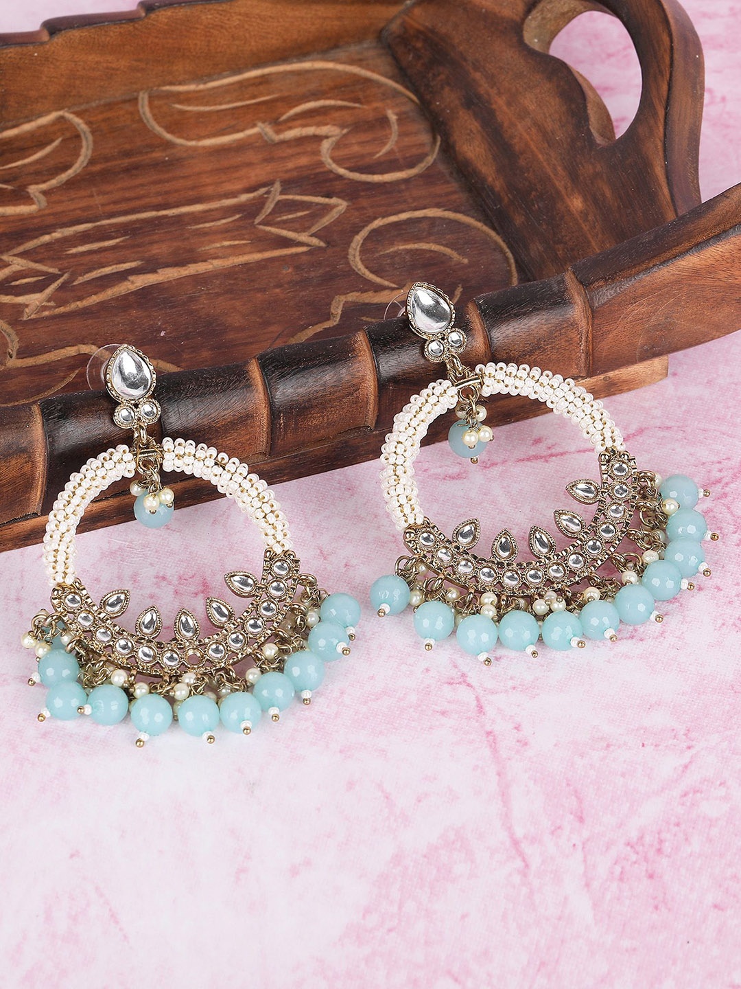 

Anouk Gold-Plated Stone Studded Contemporary Drop Earrings