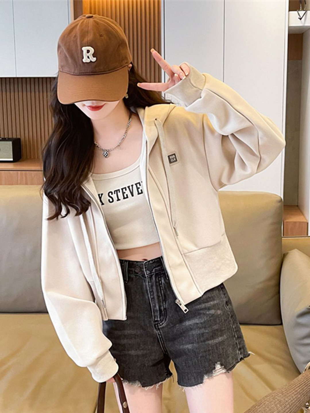 

JC Mode Women Hooded Sweatshirt, Beige