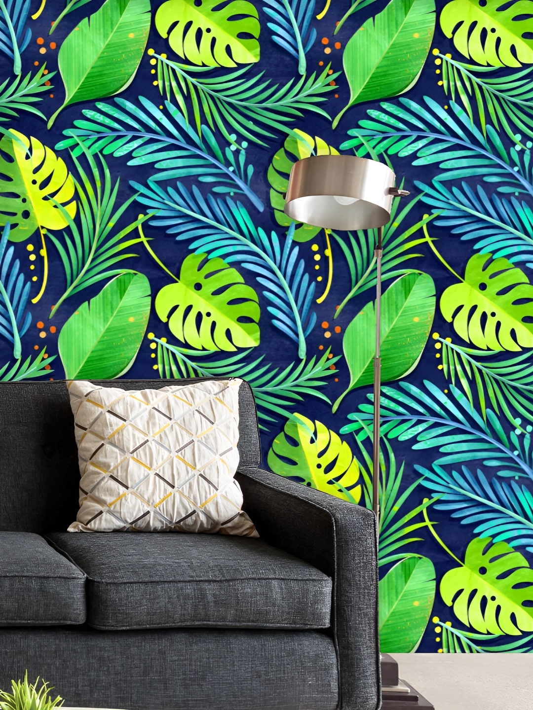 

ArtzFolio Printed UV-Resistant Anti-Bacterial Jungle Leaf Style Peel & Stick Wallpaper, Multi