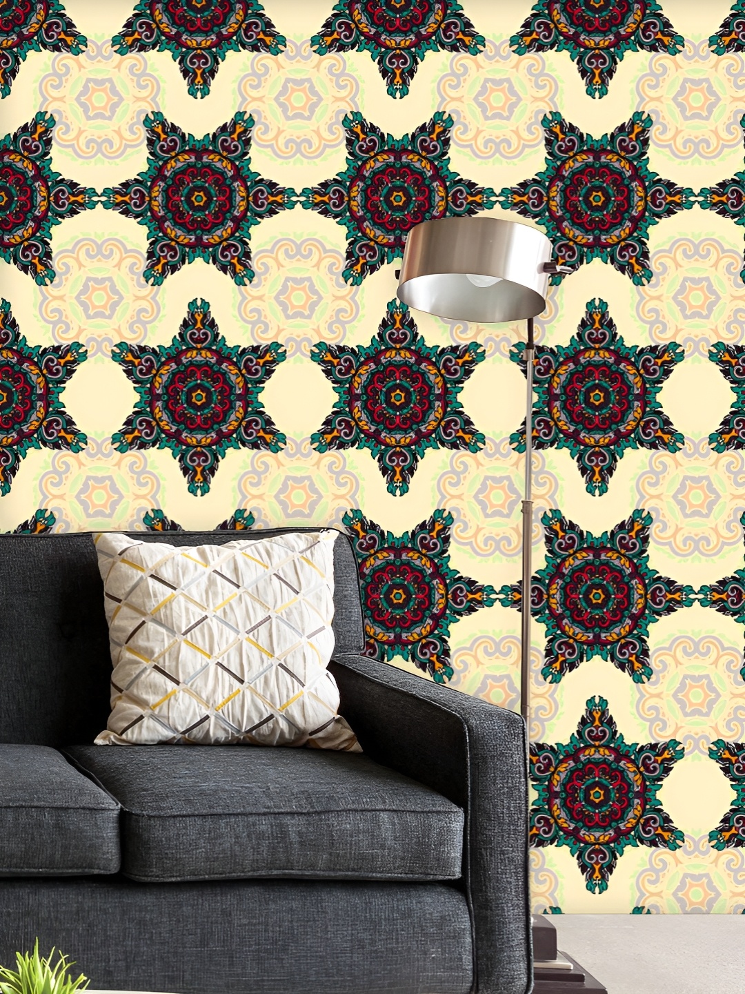 

ArtzFolio Printed UV-Resistant Anti-Bacterial Vintage Ethnic Motif Peel & Stick Wallpaper, Multi