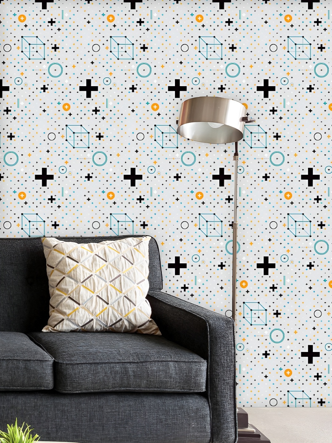 

ArtzFolio Printed UV-Resistant Anti-Bacterial Minimalistic Geometric Elements Peel & Stick Wallpaper, Multi