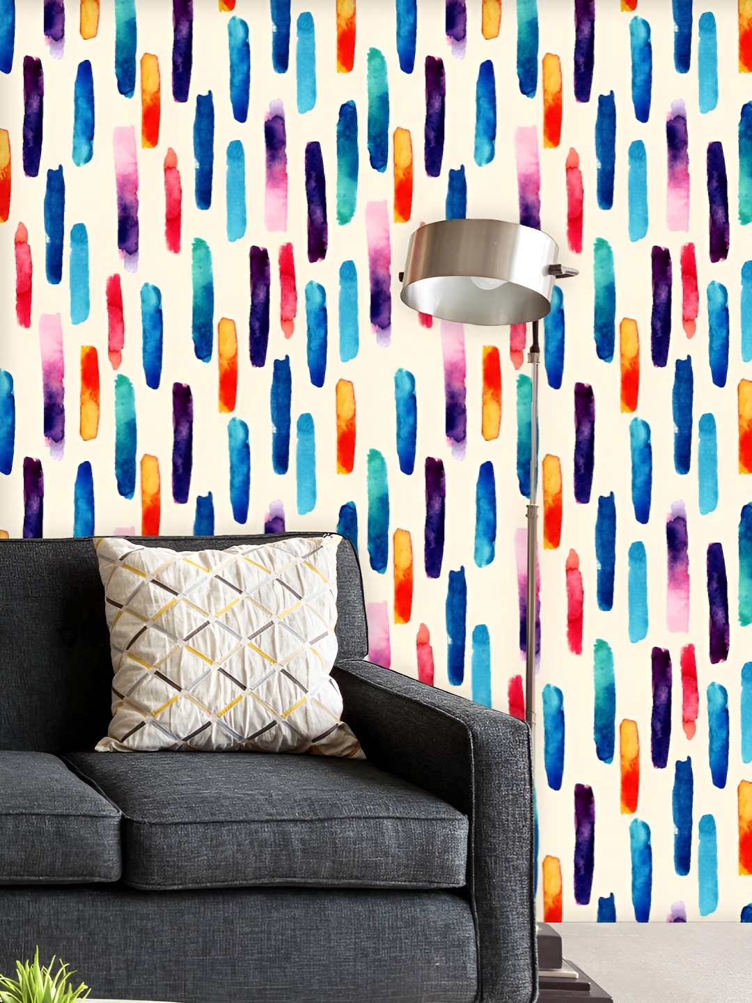 

ArtzFolio Printed UV-Resistant Anti-Bacterial Hand Painted Strokes Peel & Stick Wallpaper, Multi