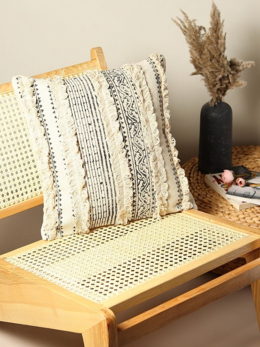 

Art Avenue White & Black Embroidered Cotton Square Cushion Covers