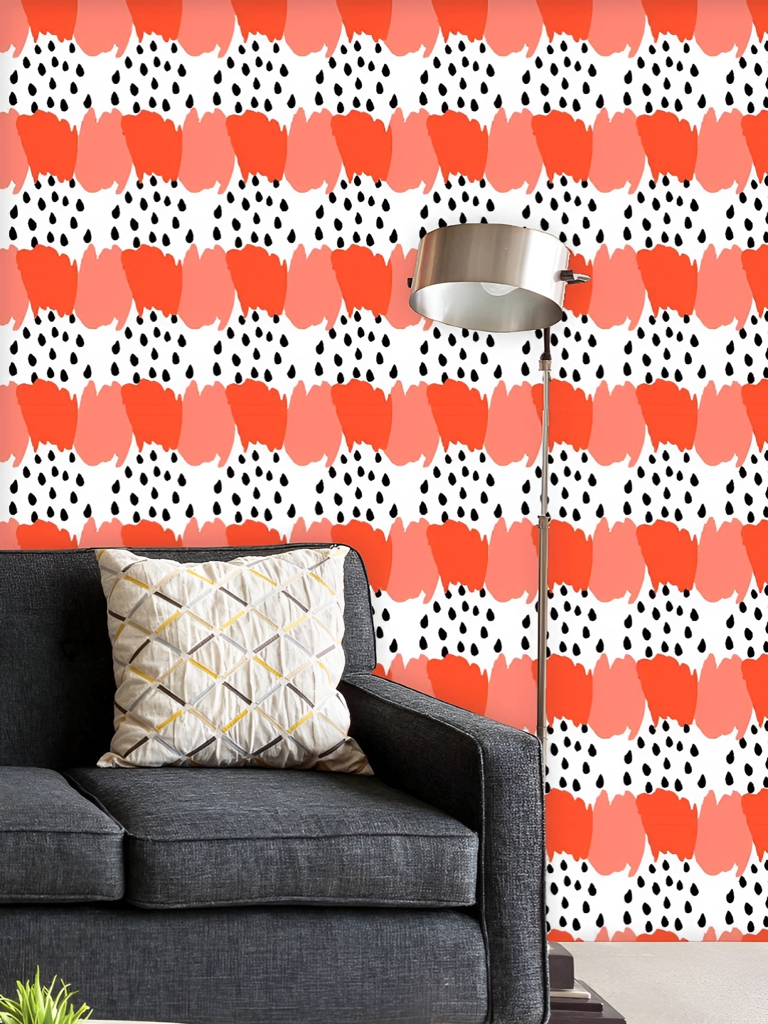 

ArtzFolio White & Orange Colored Printed UV Resistant Wallpaper