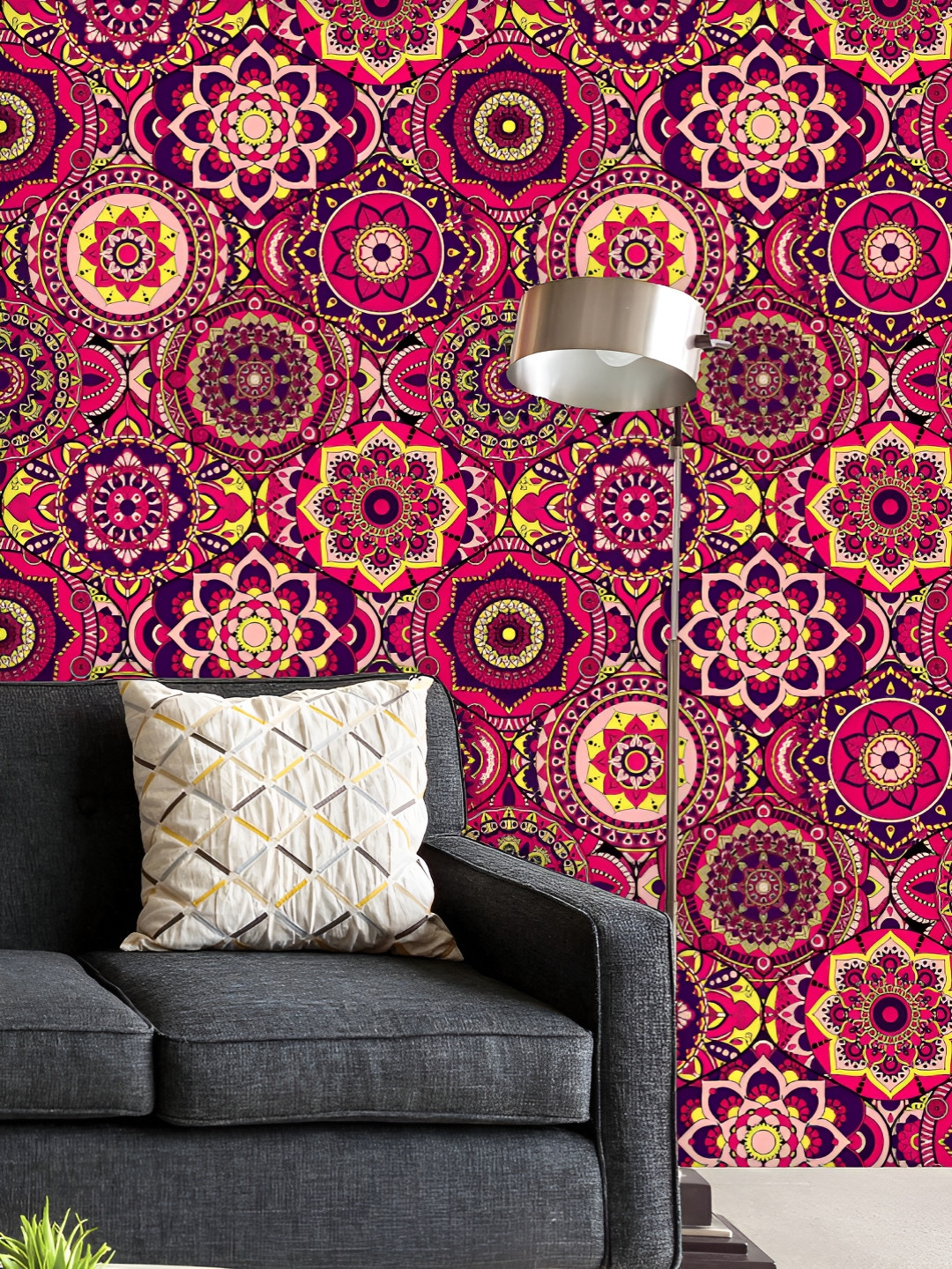 

ArtzFolio Printed UV-Resistant Anti-Bacterial Vintage Arabic Indian Motifs Peel & Stick Wallpaper, Multi