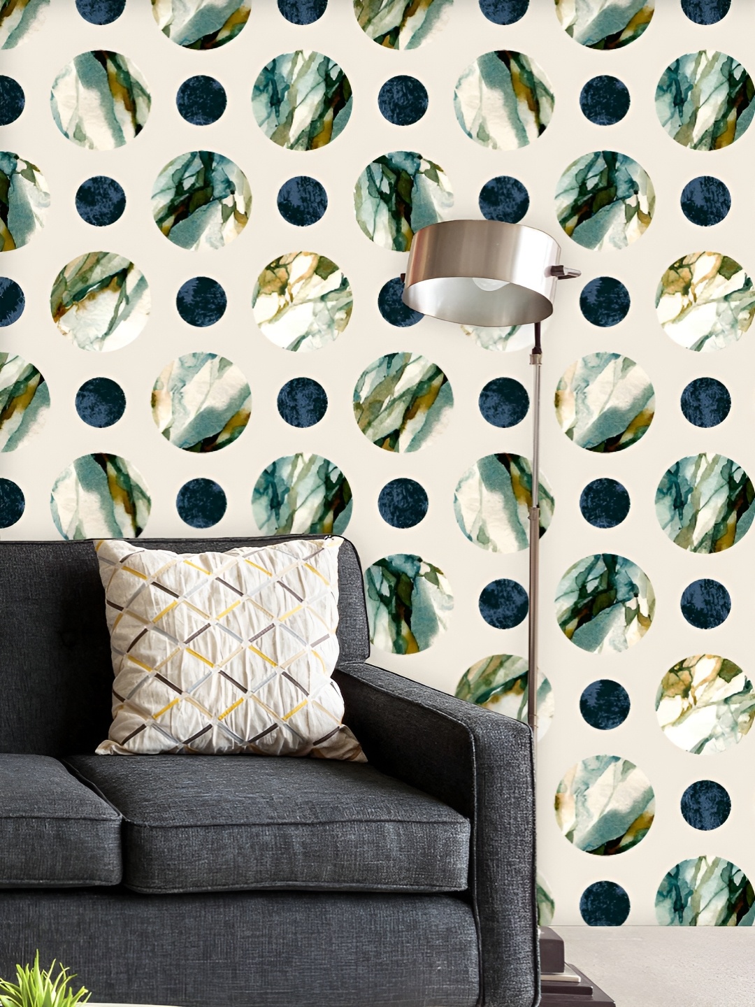 

ArtzFolio Printed UV-Resistant Anti-Bacterial Abstract Watercolor Circles Peel & Stick Wallpaper, Multi