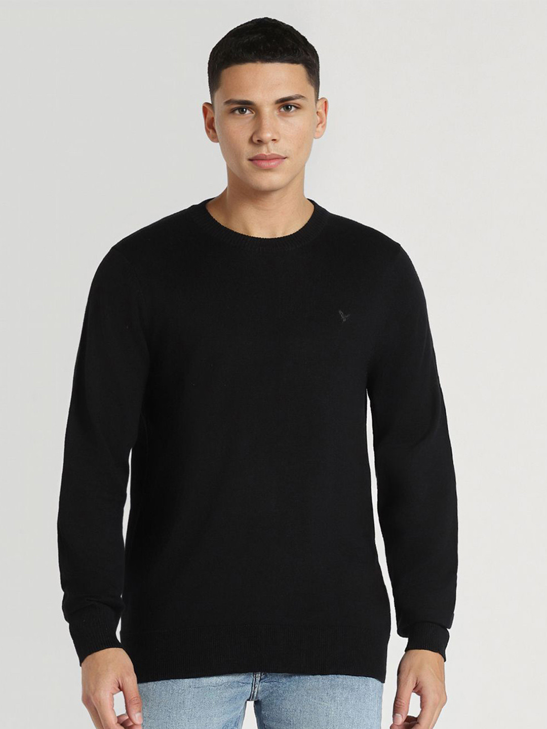 

AMERICAN EAGLE OUTFITTERS Men Solid Round Neck Pullover, Black
