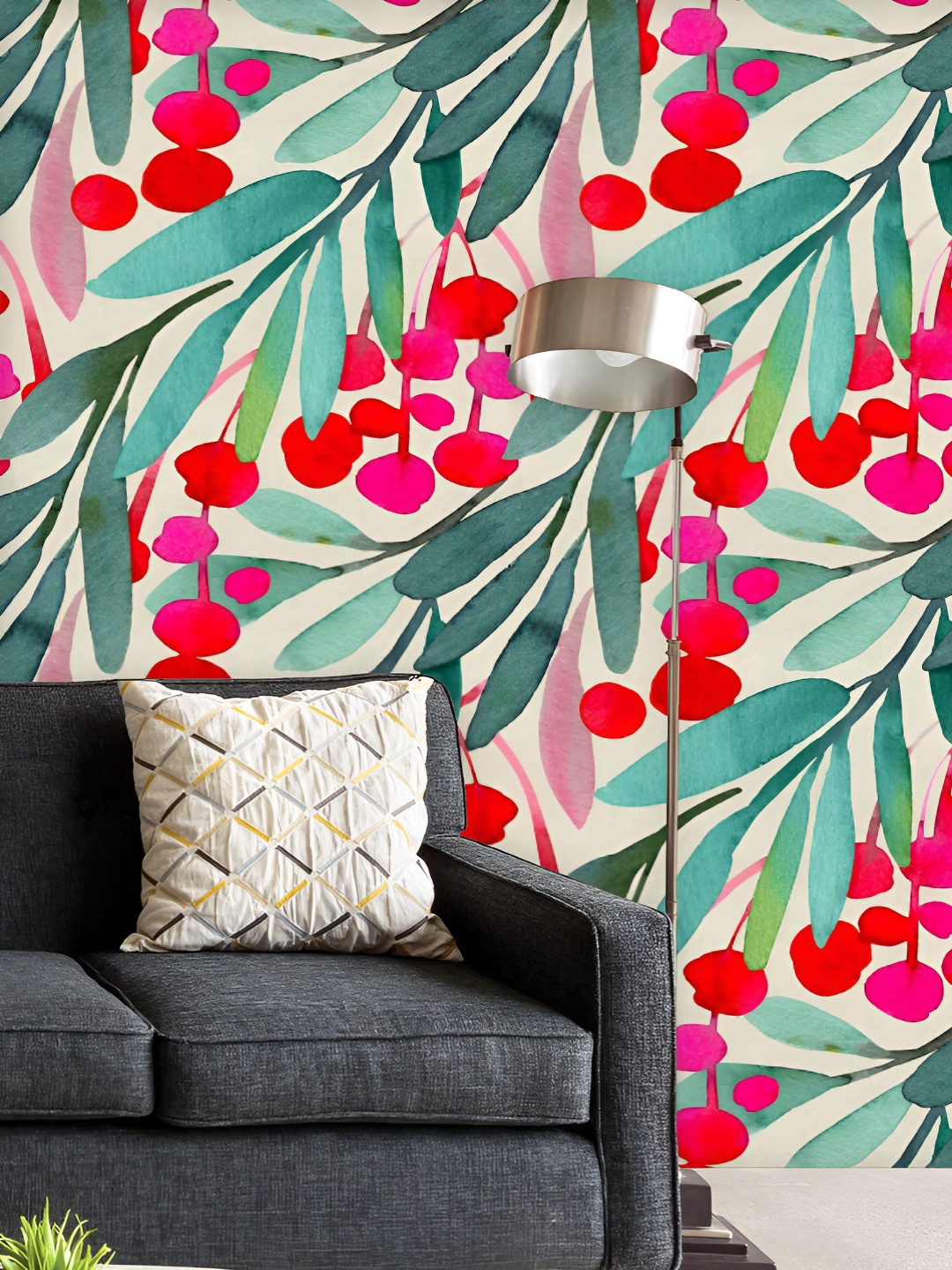 

ArtzFolio Green & Red Printed UV Resistant Wallpaper