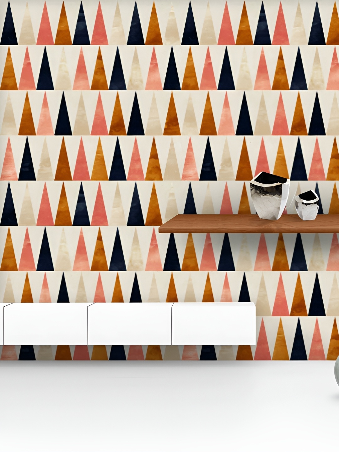 

ArtzFolio Printed UV-Resistant Anti-Bacterial Colorful Triangles Peel & Stick Wallpaper, Multi