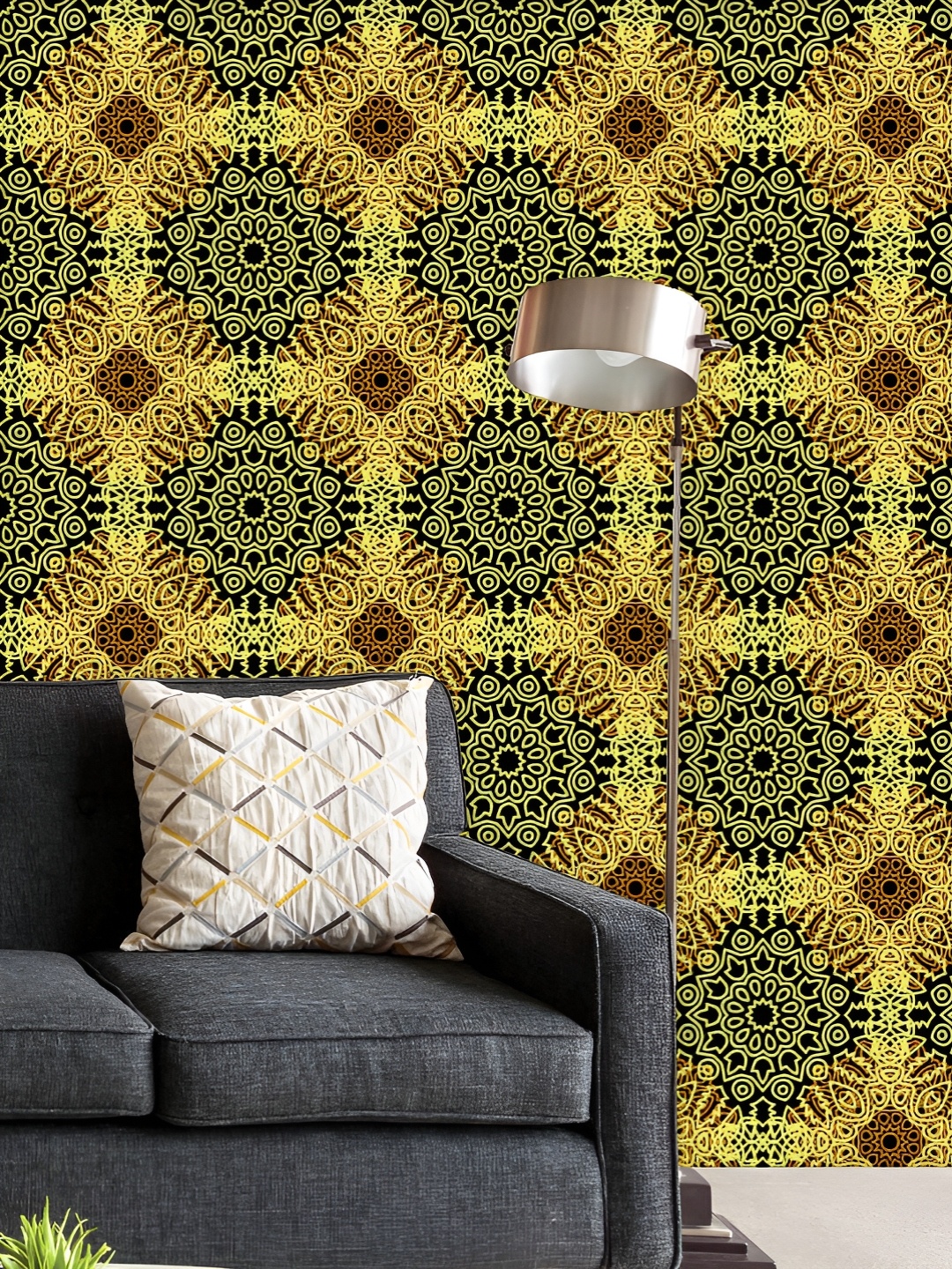 

ArtzFolio Printed UV-Resistant Anti-Bacterial Ottoman Damask Mandalas Peel & Stick Wallpaper, Multi