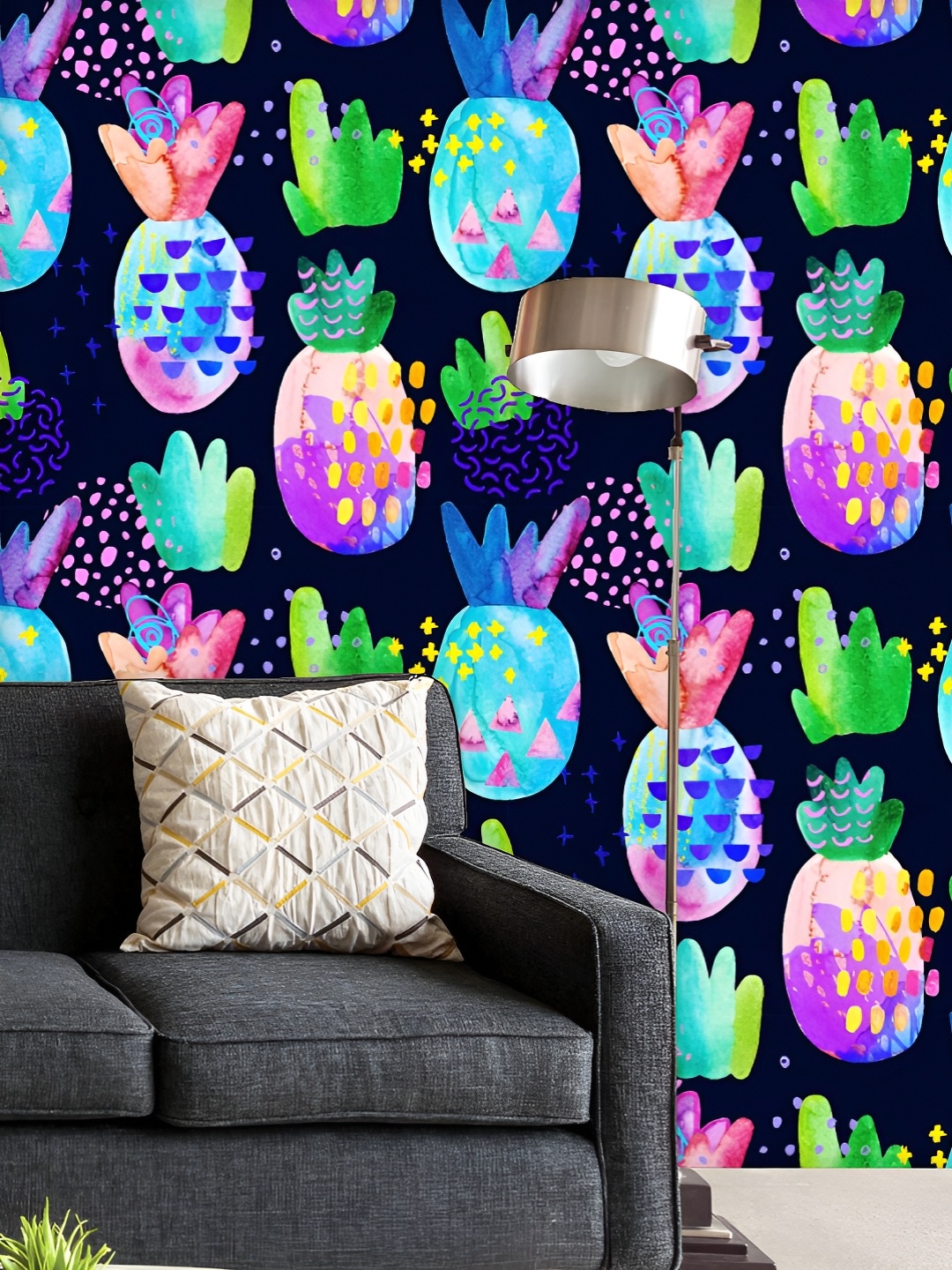 

ArtzFolio Printed UV-Resistant Anti-Bacterial Pineapples Pattern Peel & Stick Wallpaper, Multi