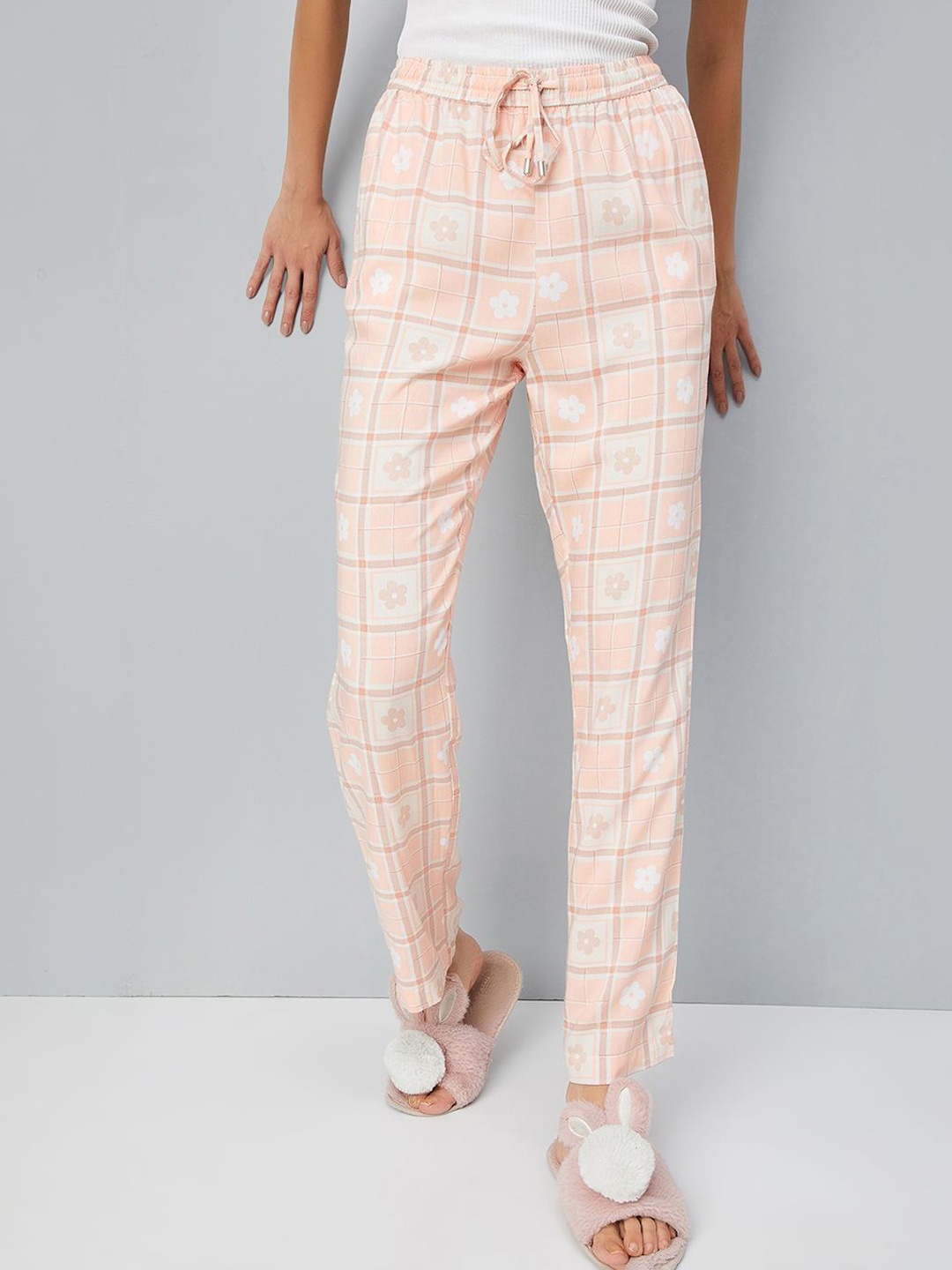 

max Women Mid-Rise Checked Lounge Pant, Peach