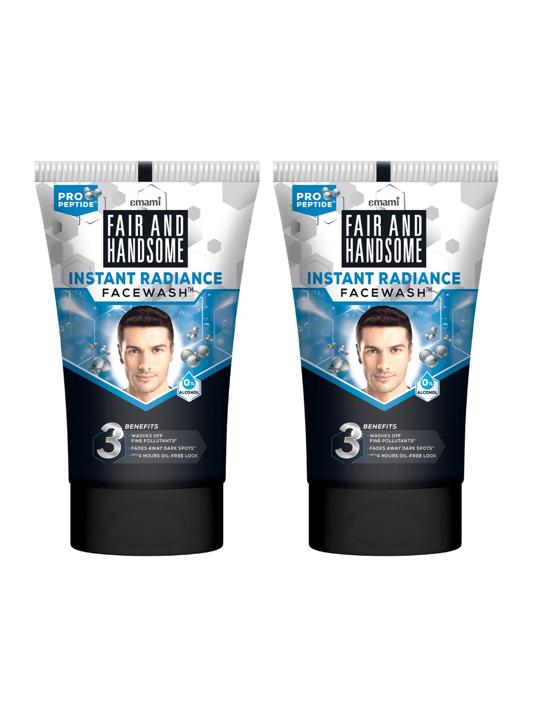 

FAIR AND HANDSOME Instant Radiance Alcohol-Free Face Wash Duo - 150 g each, Blue