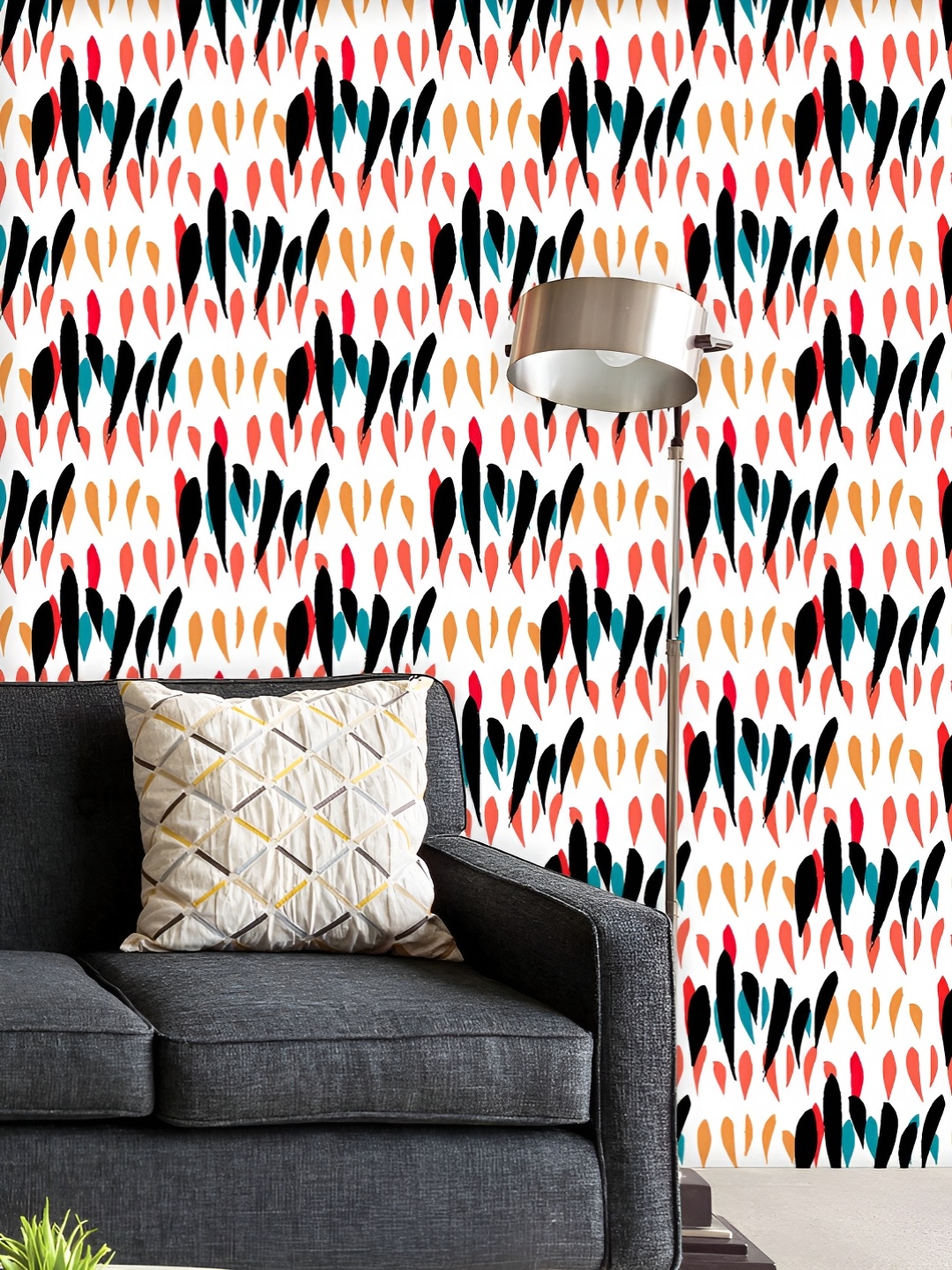 

ArtzFolio Printed UV-Resistant Anti-Bacterial Chevron Brush Strokes Peel & Stick Wallpaper, Multi